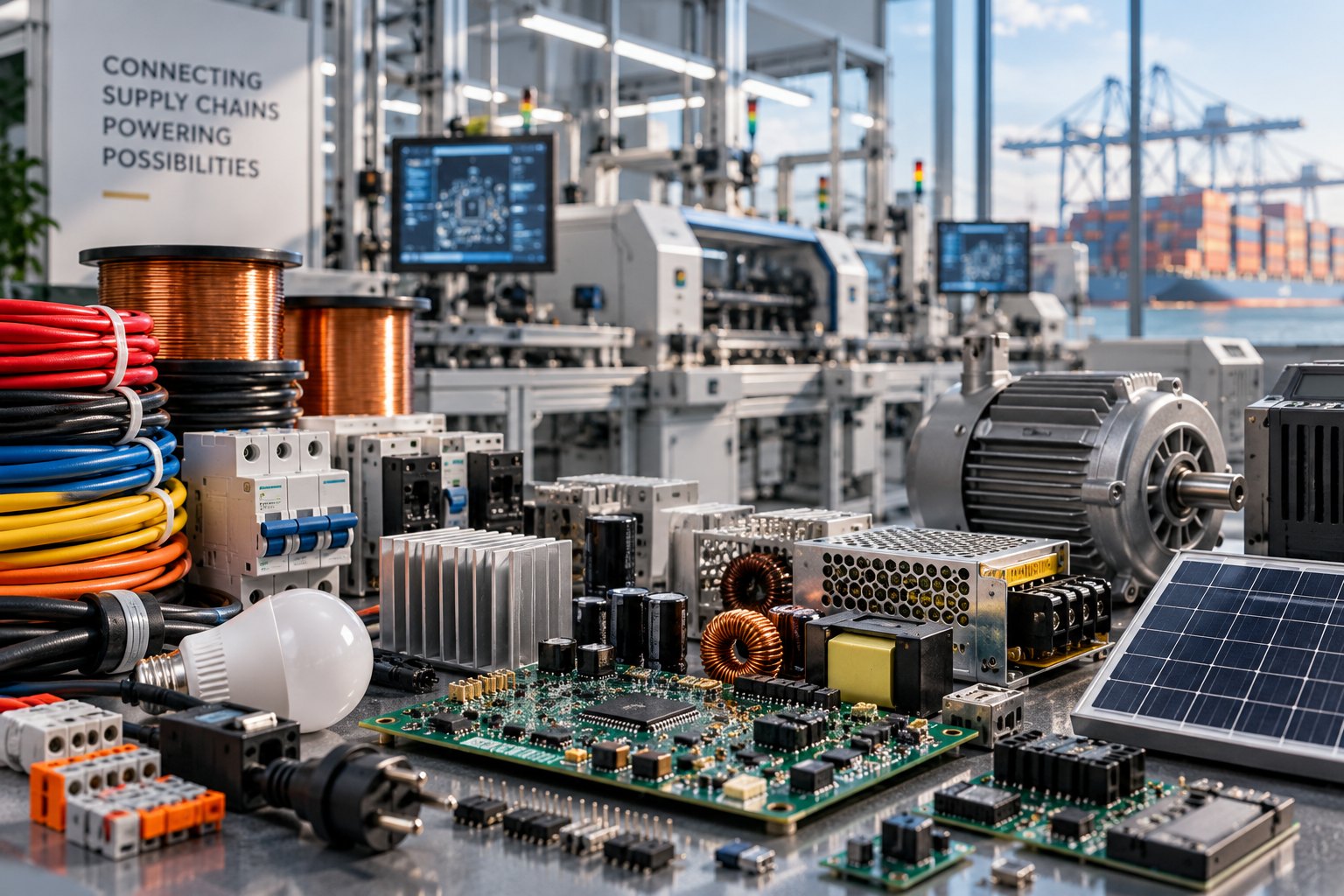 Electrical components, circuit boards, cables and industrial electronics